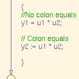 Stateflow fixed point Use the colon equals (:=) operator Allows you to specify accumulator type (like