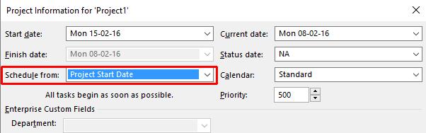 In real life you would obviously use dates that are current with your project. Your dialog box will now look like this.