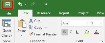 Microsoft Project 2016 Foundation - Page 42 Click on the Save button to save your changes.
