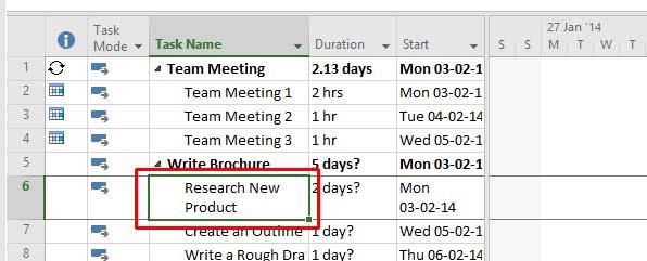 To do this click on the Research New Product task row.