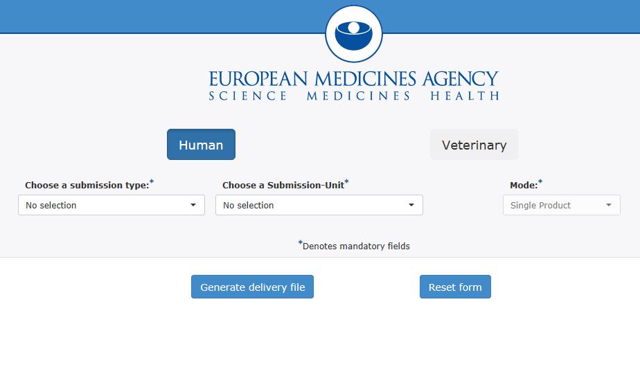 4. Create delivery file screen Centralised Procedure including ancillary medicinal products in medical devices Each delivery file that is generated will have a unique name consisting of word delivery