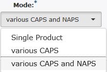 3 Select the Mode Single Various CAPs Various CAPs and NAPs 4 Human domain: The Product type and the submission format cannot be changed and must always be Centralised and ectd.
