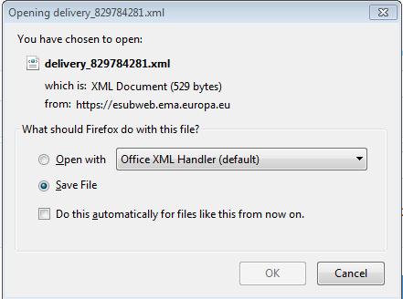 11. Saving the XML delivery file and preparing the submission package Step Description Notes 1 When you have generated the delivery file it is possible to open the file to view it or to save it.