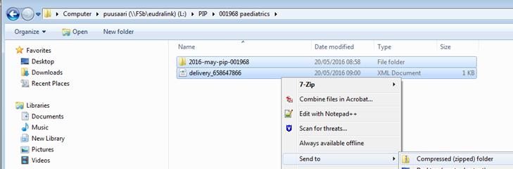 delivery file in the same folder with the