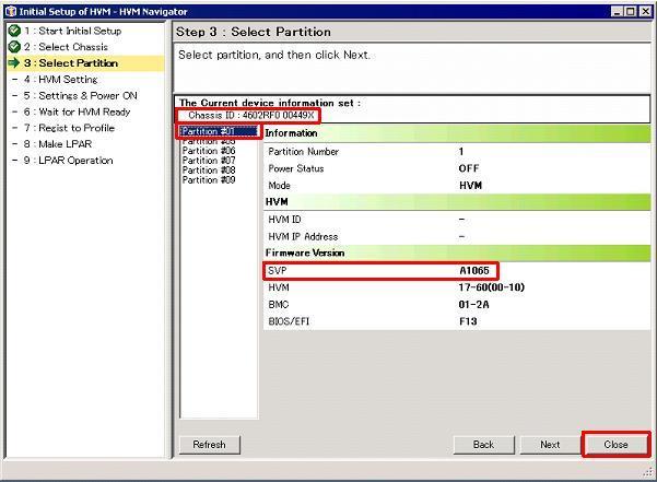 4. The page changes to Select Partition page.