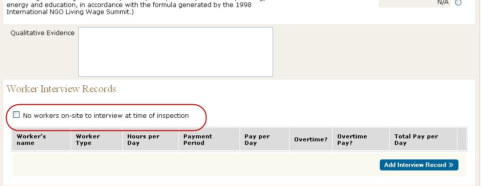 After all the worker interview records have been completed, click Save and continue to proceed to the next indicator.