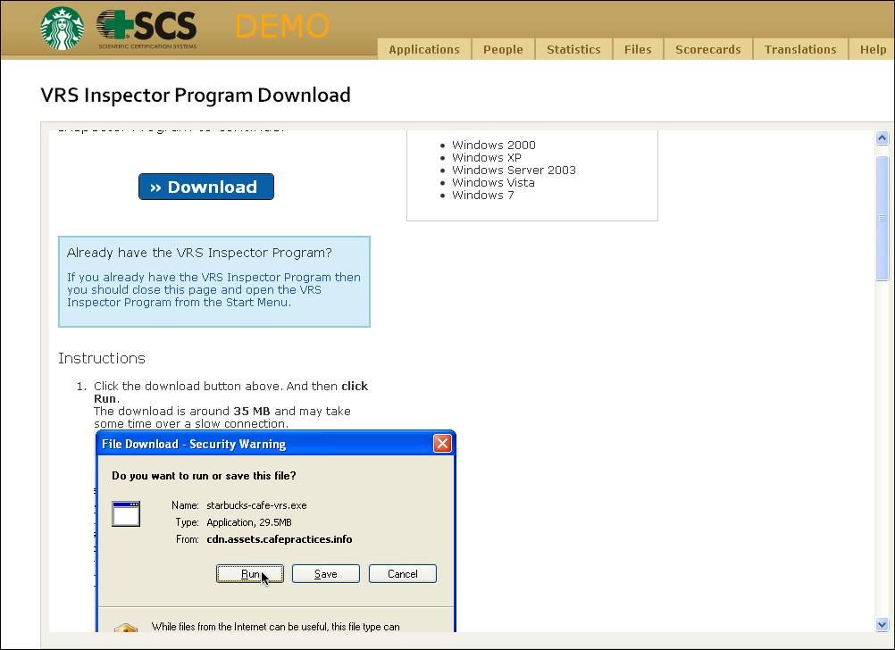 2.2 Verifier log in SCS provides verification organizations with a verifier username and password to access the VRS. This information is generally sent with the provisional approval letter.
