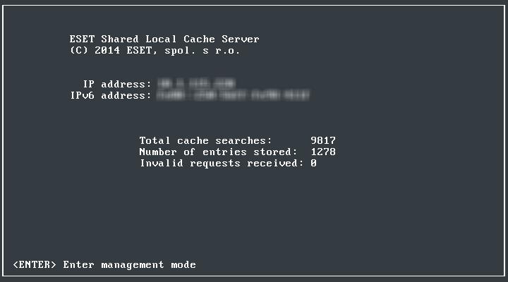 7. Configuration of the appliance ESET Shared Local Cache requires the following information for proper configuration: IP address or hostname of the ERA server Shared cache server listening port
