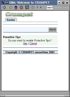 Figure 16: Enabling the Proactive Tips. Figure 17: The proactive tips list page generated by the CRUMPET system.