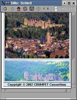 Figure 12: The available images of the Heidelberg Castle. Figure 13: The map showing the Castle and the user position.