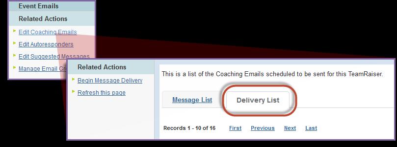 9. Review Delivery Details: a. Confirm the target groups are the email addresses that you wish to send the message to. b.