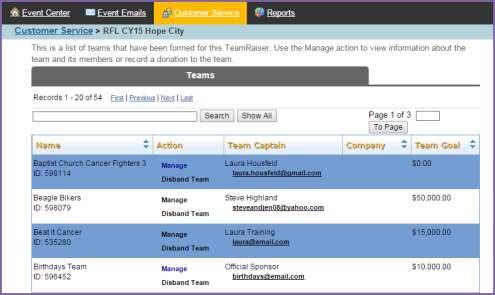 Under Related Actions, select Manage Teams. 3. A list of all registered teams will be displayed.