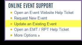 Appendix B: Submitting Event Changes What to submit through EMT: If you are requesting a change to the event details (date, time, location, staff partner, etc.