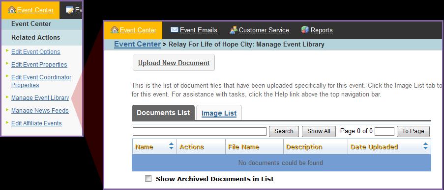 Appendix C: Manage Event Library Access Event Library Upload a Document to the Library Upload an Image to the Library Access Event Library