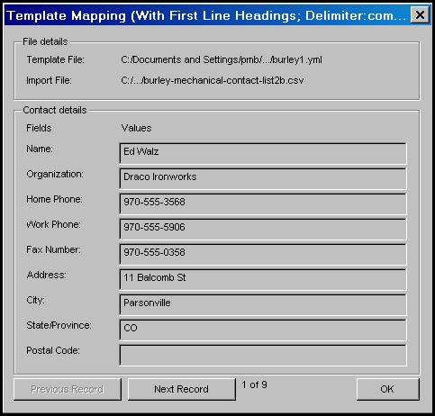 To confirm that the field mapping is appropriate, click on Preview Import.