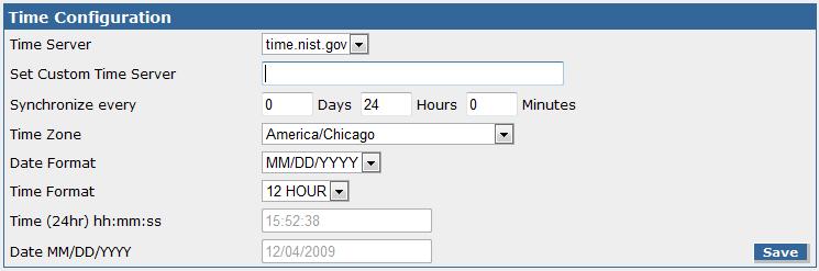 Chapter 3: FaxFinder Web Management Interface Time Correct time settings are important for logging and verification purposes.