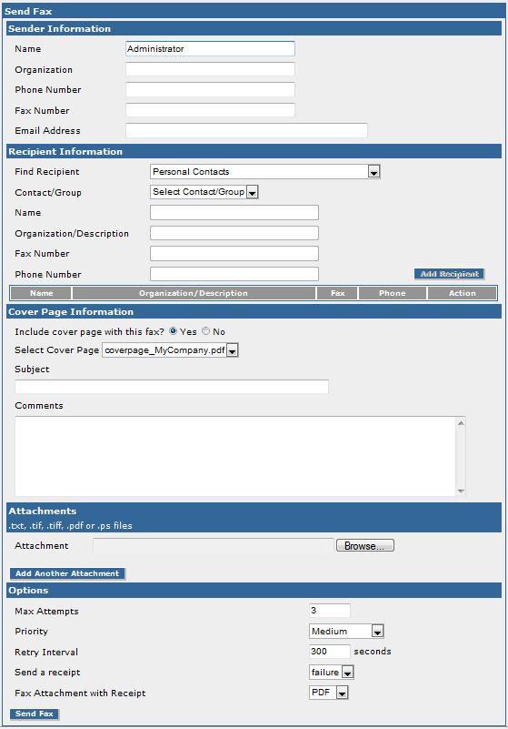 Chapter 3: FaxFinder Web Management Interface You can also send a fax by logging into FaxFinder through a web browser. To do this: 1.