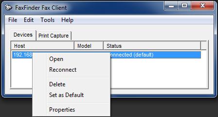 Chapter 5: FaxFinder Operation 3. Right-click on a device and select Add. Auto Discover Device automatically adds the Type and Server Address. 4. If a secure login is required, check Use SSL. 5. Enter the Username and Password required by the device.