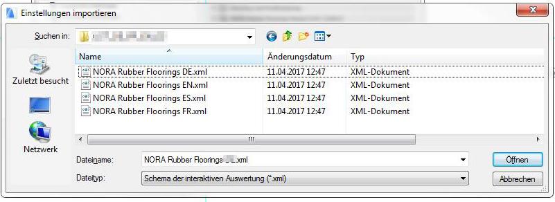 In ArchiCAD, use the schematic settings of the interactive settings. Import the "NORA Rubber Floorings DE/EN/FR/ES.