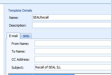 Lending Notifications Recall Dear <#LenderAddress.LibraryName>, SEAL Number: <#Transaction.ILLNumber> Loan Title: <#LoanTitle> Loan Author: <#LoanAuthor> TN: <#TransactionNumber> is being recalled.