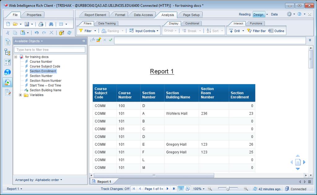Report Manager Window Web Intelligence 4.1 User Guide Once your query has run, the report will be displayed in the Report Manager window.