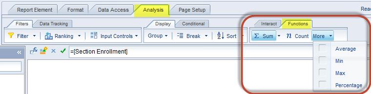 Select the desired calculation Toolbar Option 1. Select the column for desired calculation 2.