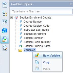 Creating Variables There are two methods for bringing up the Create Variable