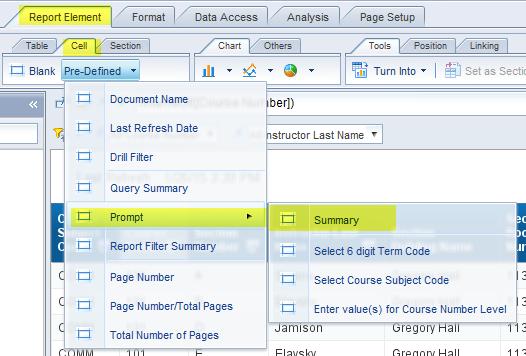 Inserting Predefined Cells into Report Web Intelligence 4.1 User Guide Web Intelligence provides several predefined cells that can be added to enhance your reports.