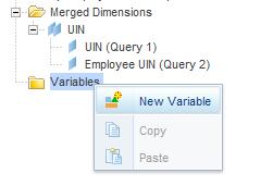 Step 3: Create Variables for Objects to be Displayed with Other Data Source Business Objects has a rule that only objects from a single data source may be displayed together in a table (or block) of