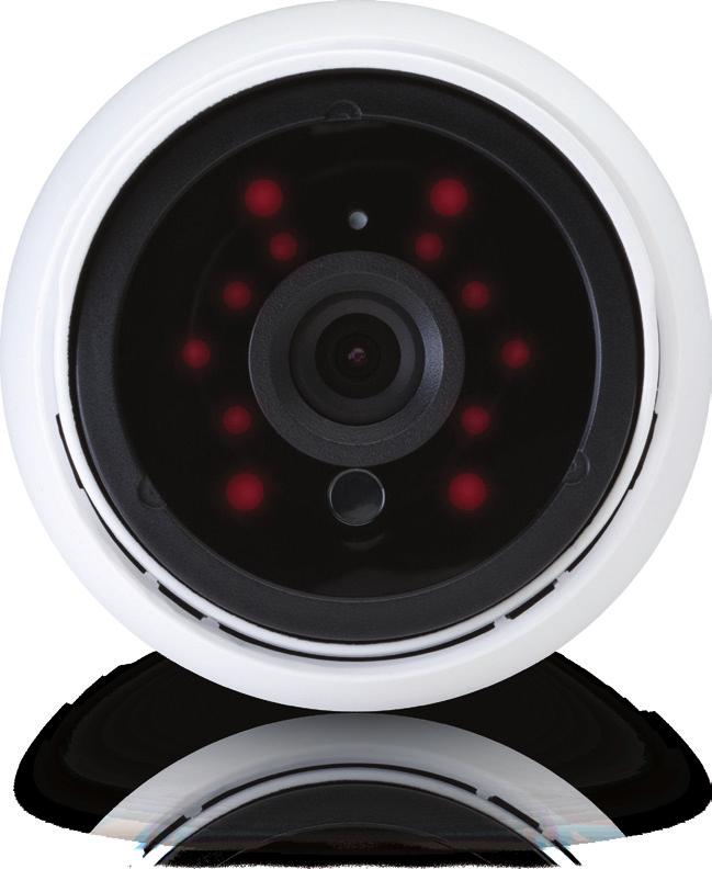 The camera has infrared LEDs with an automatic IR cut filter for day and night surveillance.