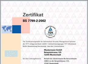 BS 7799-Certification by TÜV Secure it spot check audits Monitoring Phase 4 validation of