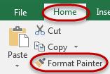 The Format Painter button will be highlighted, indicating that it is activated. Note: The cursor will also change into a hollow plus sign with a paintbrush next to it.