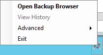 o A progress bar at the bottom of the InstantData Backup Browser: If you missed the system tray notification, click the History link in the InstantData Backup Browser window to see a full list of