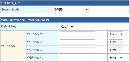 Default Key: Select the default key. WEP Key 1~4: Enter the key in the selected key field. Only valid when using WEP encryption algorithm. The key must match with the AP s key.