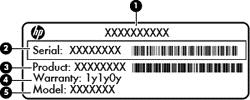 Service label When ordering parts or requesting information, provide the computer serial number and model number provided on the service label.