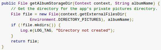 If you want to save files that are private to your app, you can acquire the appropriate directory by calling getexternalfilesdir() and passing it a name indicating the type of directory