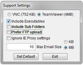 Edit Settings This feature is where you can select to Include Executables or Include Sub Folders or specify Prefer FTP Uploads when sending data to Marine Software Ltd.