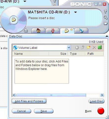 Add the files (up to 700 MB worth) you want to save to your CD by dragging them into the IBM