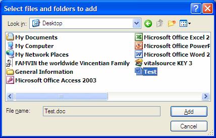 A list of files will appear, select the file or files you want to add.
