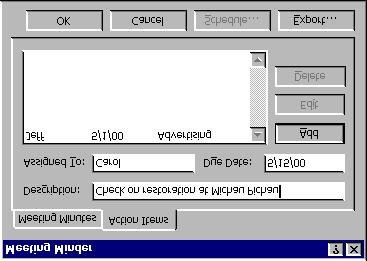 152 Microsoft PowerPoint 2000 Lesson 5-11: Using the Meeting Minder Figure 5-27 The Meeting Minutes tab of the Meeting Minder dialog box.