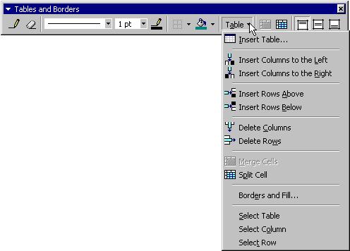 152 Microsoft PowerPoint 2000 Lesson 5-2: Working with a Table Figure 5-5 The Tables and Borders toolbar.