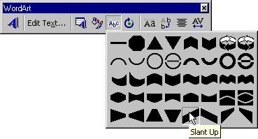 164 Microsoft PowerPoint 2000 Lesson 5-8: Formatting a WordArt Object Figure 5-20 The WordArt toolbar.