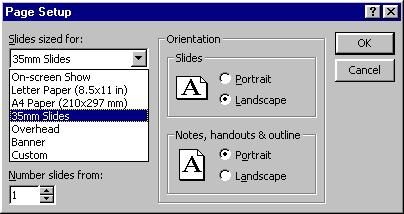 208 Microsoft PowerPoint 2000 Lesson 7-10: Creating 35mm Slides Figure 7-24 The Page Setup dialog box Figure 7-25 The Genigraphics Wizard can create 35mm slides from your PowerPoint slides, provided