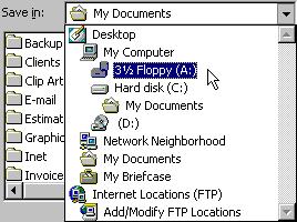 Chapter One: The Fundamentals 27 2. Navigate to and open your practice folder or floppy disk.