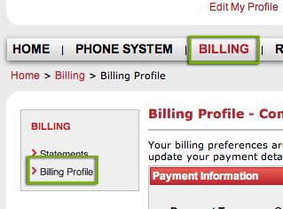 Billing Profile This feature allows you to update your payment details and select whether you