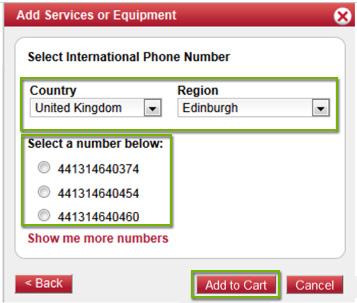 9. If you are purchasing an International Virtual Number: Select a country