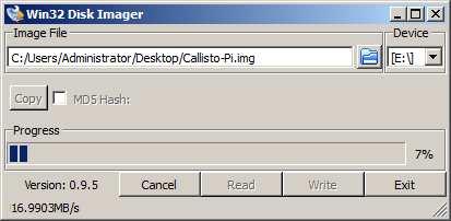 At this time you will be returned to the Win32 Disk Imager user interface. Click the Write button.