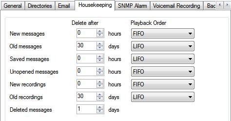 8.4 Housekeeping These preferences are used to: Set the duration after which voicemail server automatically deletes different types of messages and recordings.