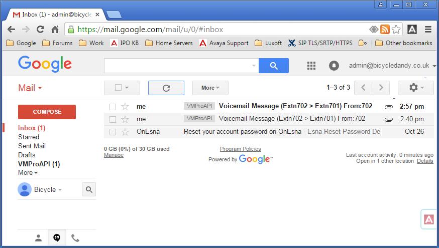 13.6 Using Gmail Gmail integration 346 allows mailbox users to manage their voicemail messages through a business Gmail mailbox. Messages are tagged with the label VMProAPI.
