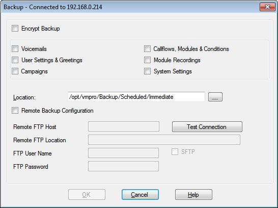 2.16 Backup and Restore Functions For Windows based servers, the Voicemail Pro client can be used to perform backup and restore functions.